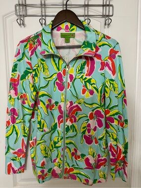 Island Republic Floral Zip-Up Jacket in Aqua, Pink & Green